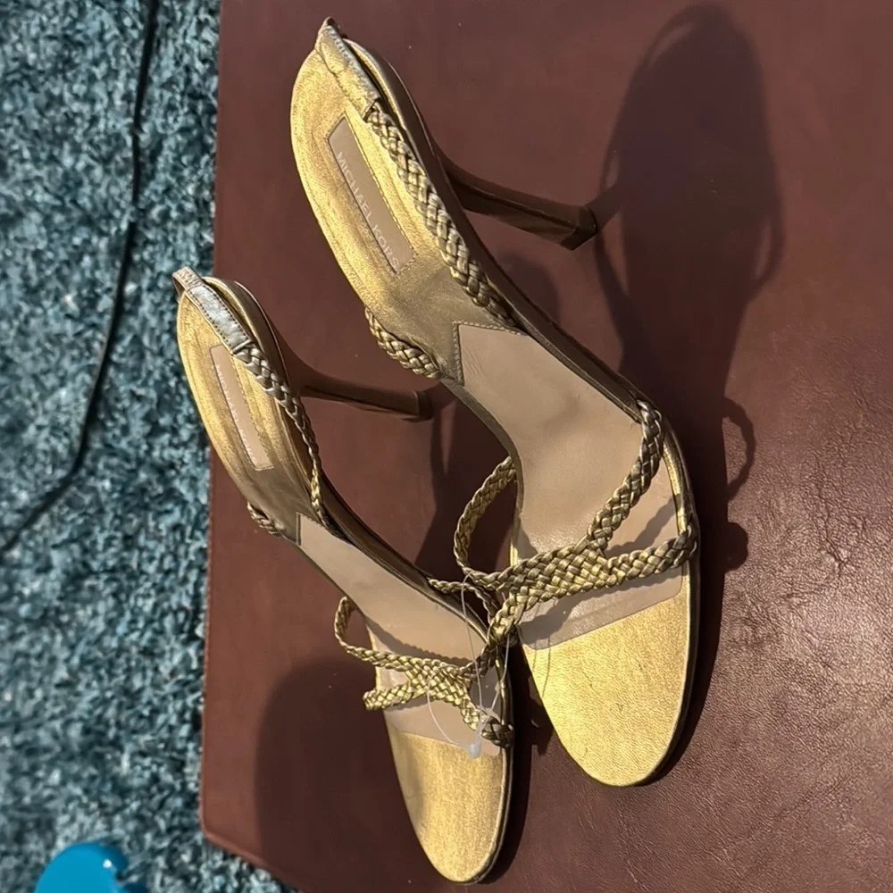 Michael Kors Leather Gold Heel Sandals